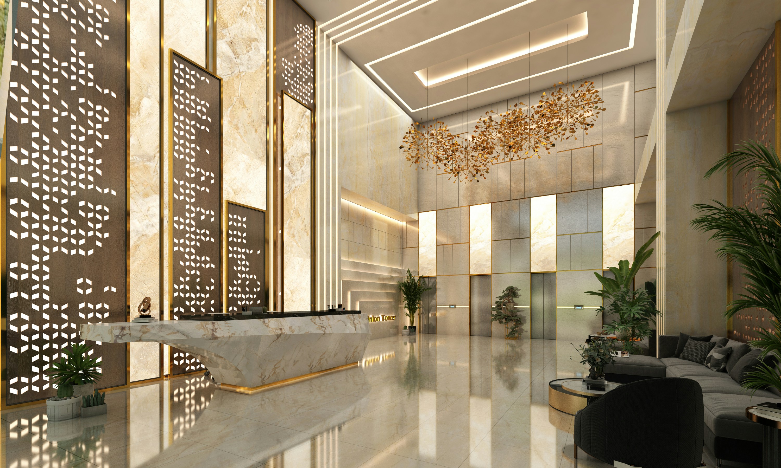 Modern corporate office lobby maintained to professional standards